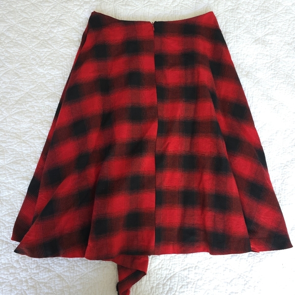 Vicolo Italian Buffalo Plaid Circle A-Line Skirt - Red Buffalo Plaid - Picture 9 of 11
